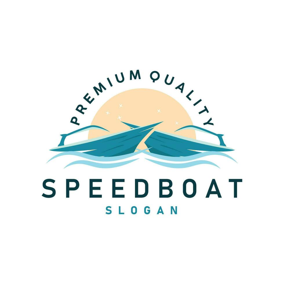 Speed boat logo vector sea ship sailboat design for ship company templet illustration