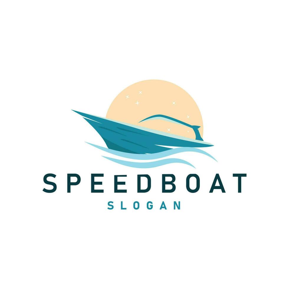 Speed boat logo vector sea ship sailboat design for ship company templet illustration