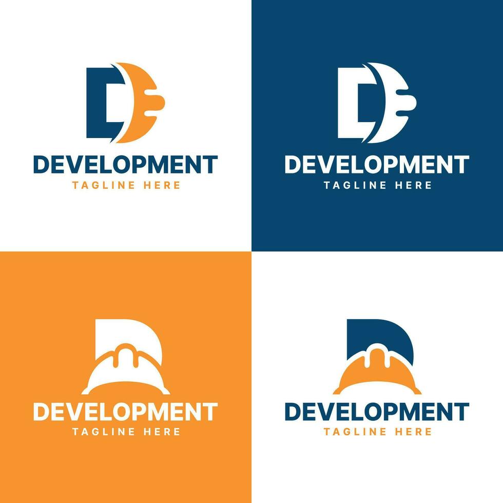 Development Construction Logo Text Word mark design minimal and modern concept with Builder Cap vector