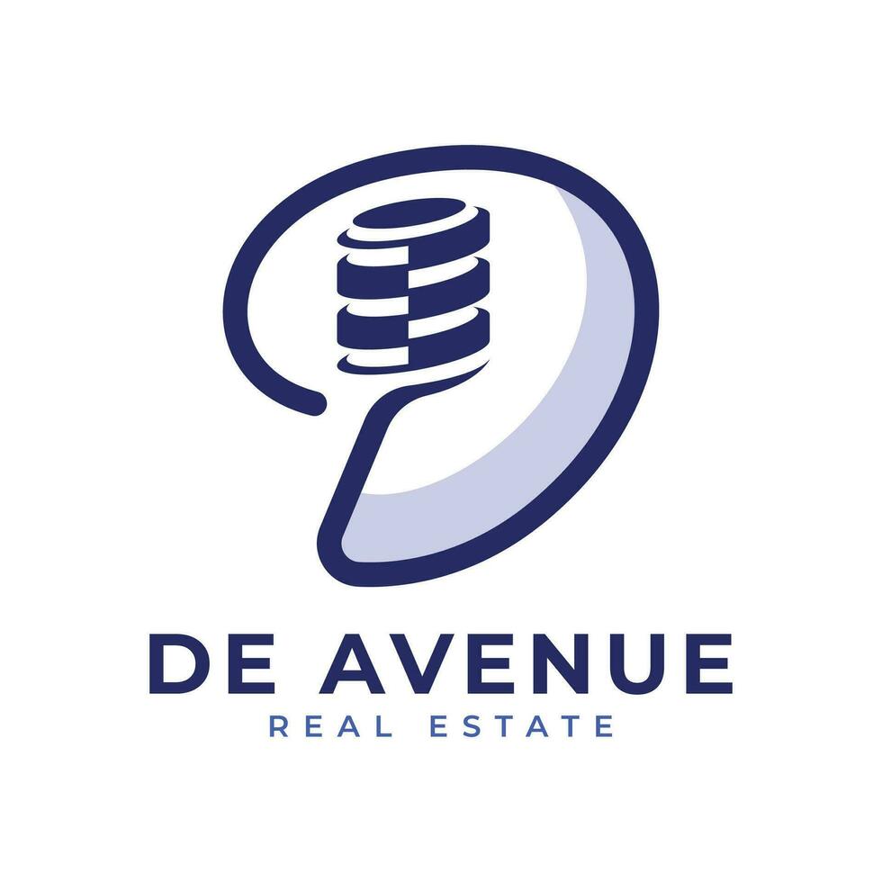 De Avenue Logo design modern and simple concept for real estate development vector