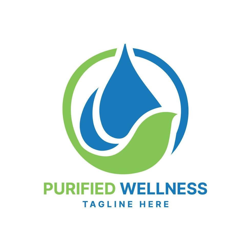 Water Drop Purified Wellness Logo design creative Modern simple concept vector