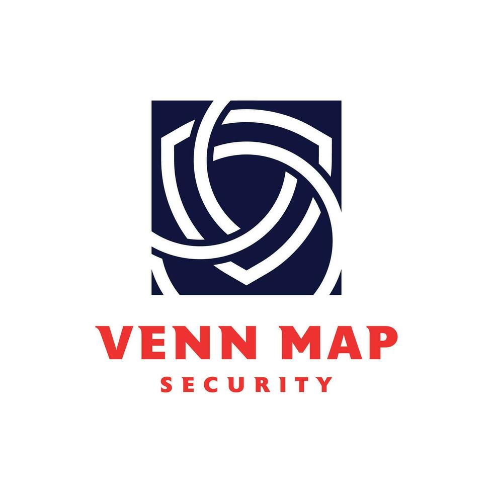 venn mapa seguridad logo diseño creativo moderno sencillo concepto vector