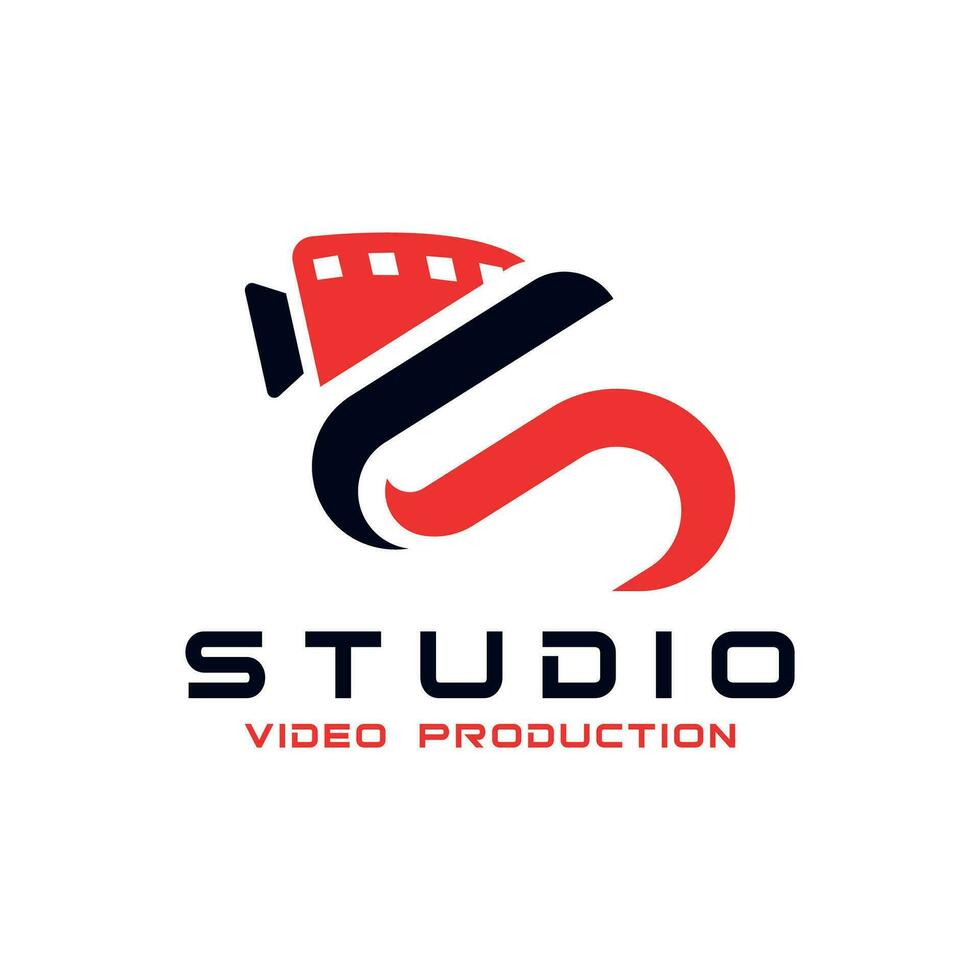 vídeo estudio producción logo diseño icono marca con cámara creativo moderno sencillo concepto vector