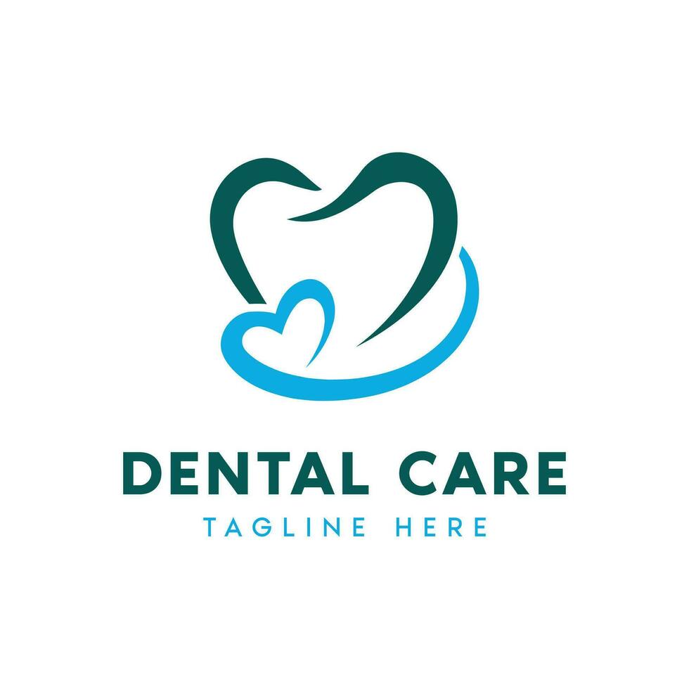 Dental Care Logo design for Dental clinic Modern minimal concept with tooth and Heart vector