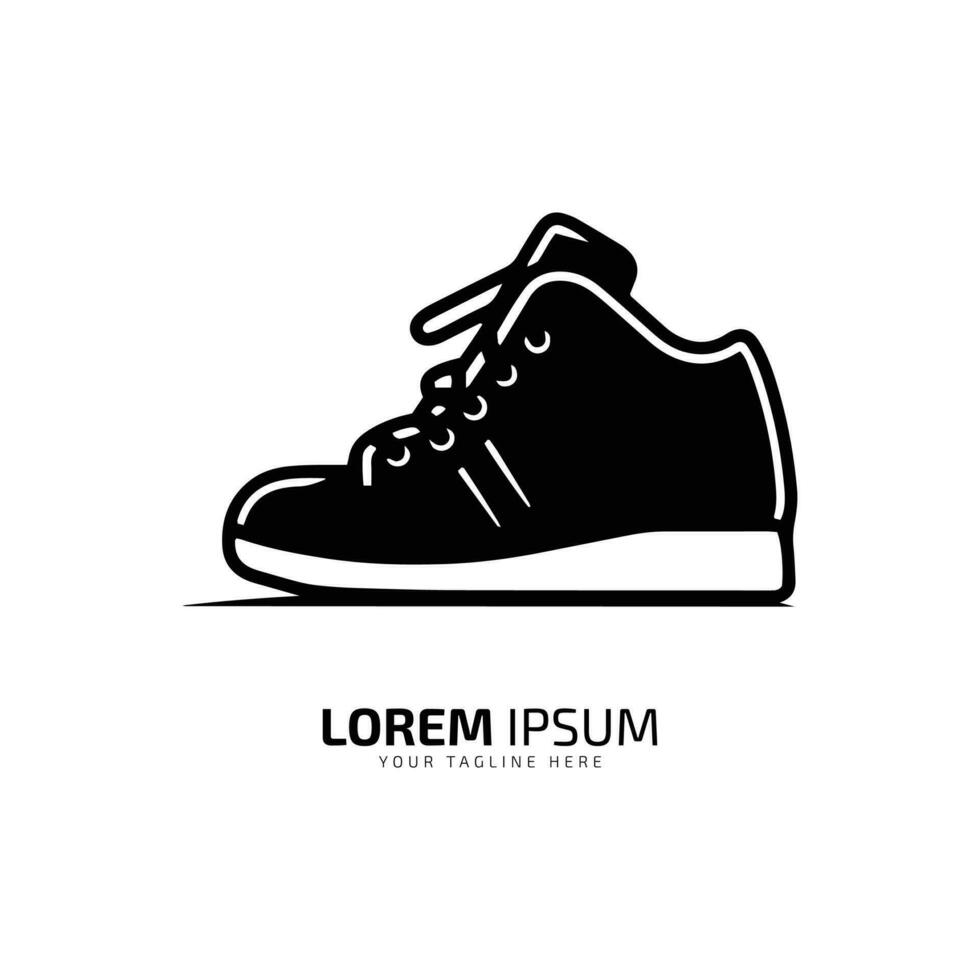 A logo of black shoe icon abstract boot vector silhouette on white background