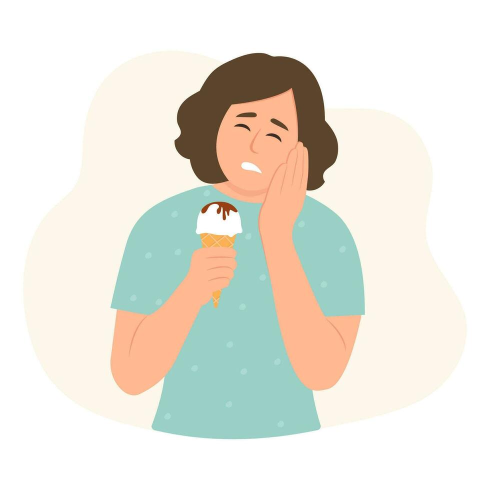 Woman with sensitive teeth. vector