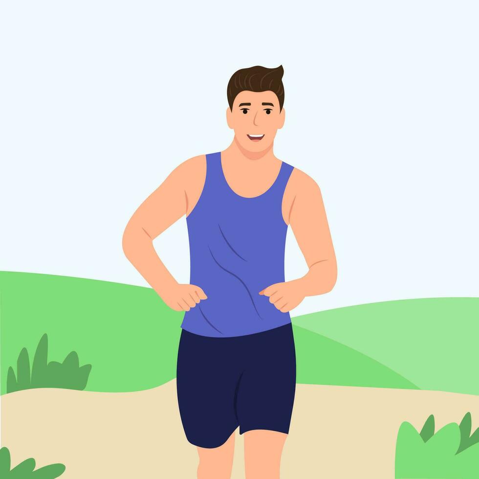 yaya en ropa de deporte correr. aptitud y sano estilo de vida concepto.feliz hombre y mujer corriendo al aire libre juntos. deporte actividad, sano estilo de vida. plano vector dibujos animados ilustración