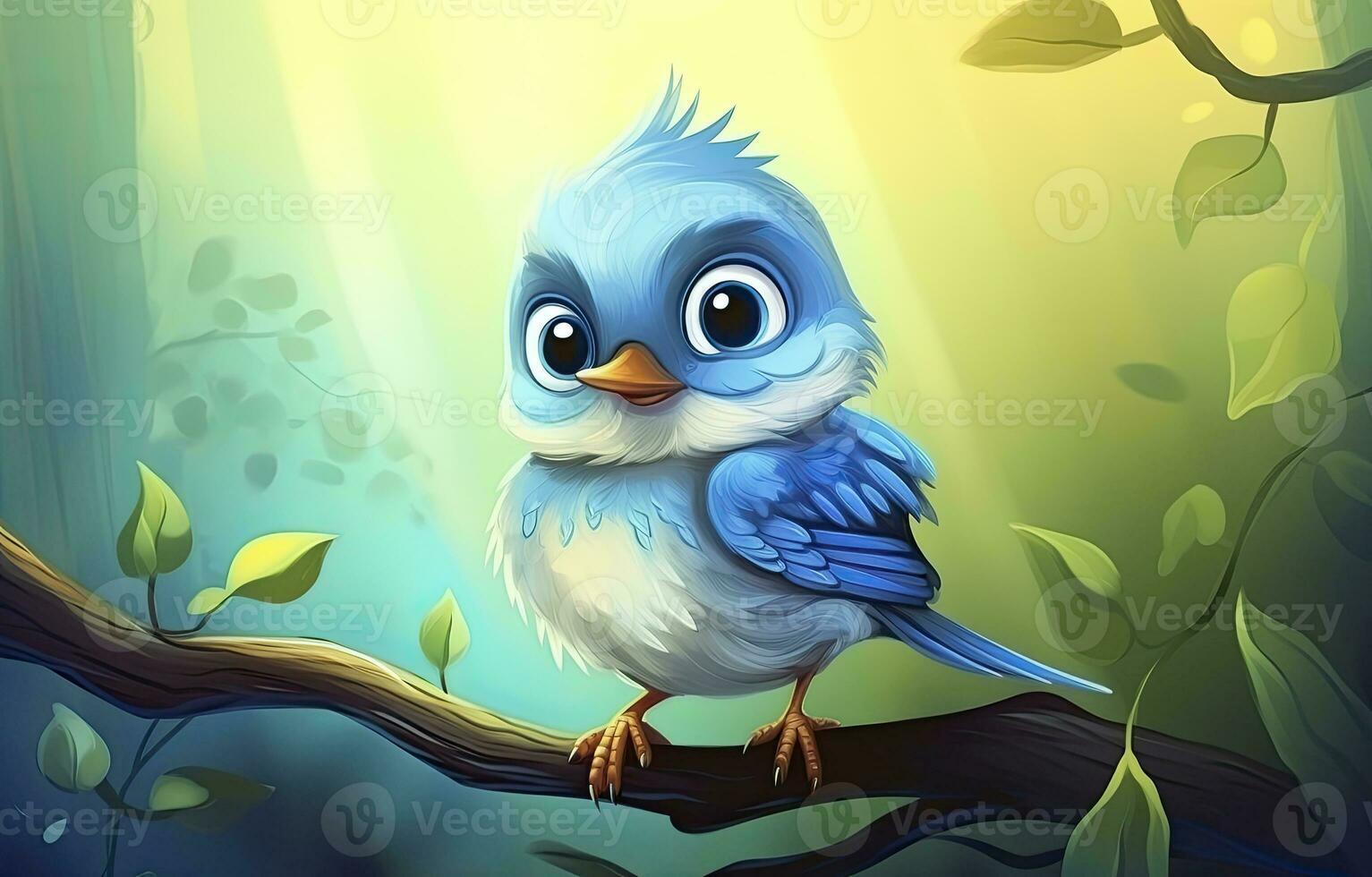 AI generated Cute little bird with a  nature background.  AI Generated. photo