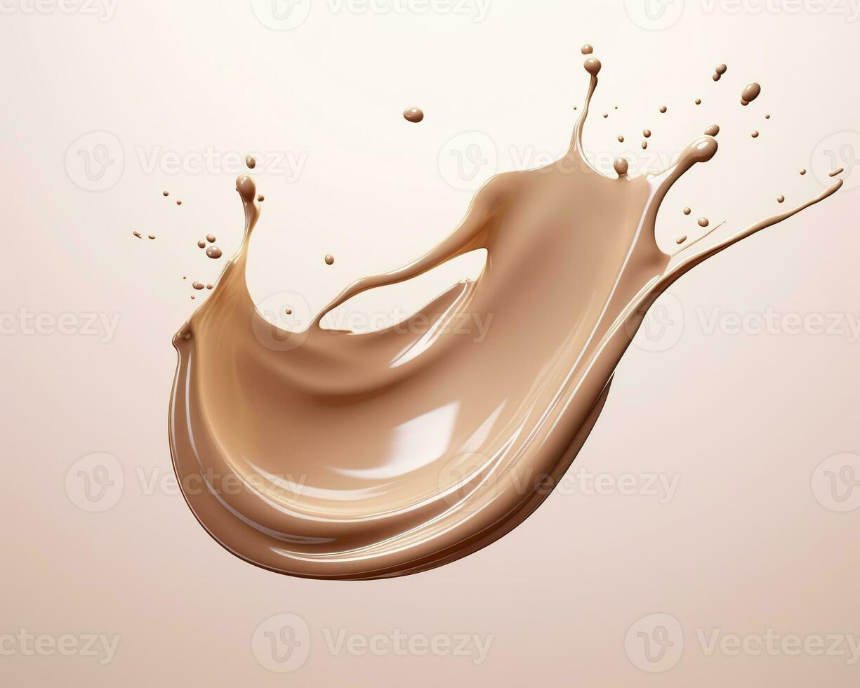 AI generated Liquid foundation splash element, fluid cosmetic cream 3d rendering. AI Generated photo