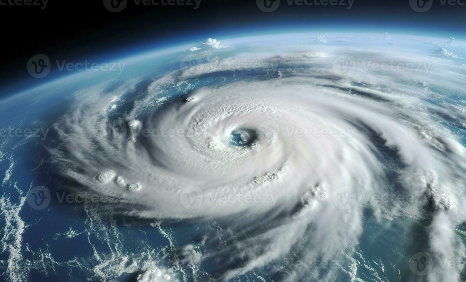 AI generated Super Typhoon, tropical storm, cyclone, tornado, over ocean. Weather background. Generative AI photo