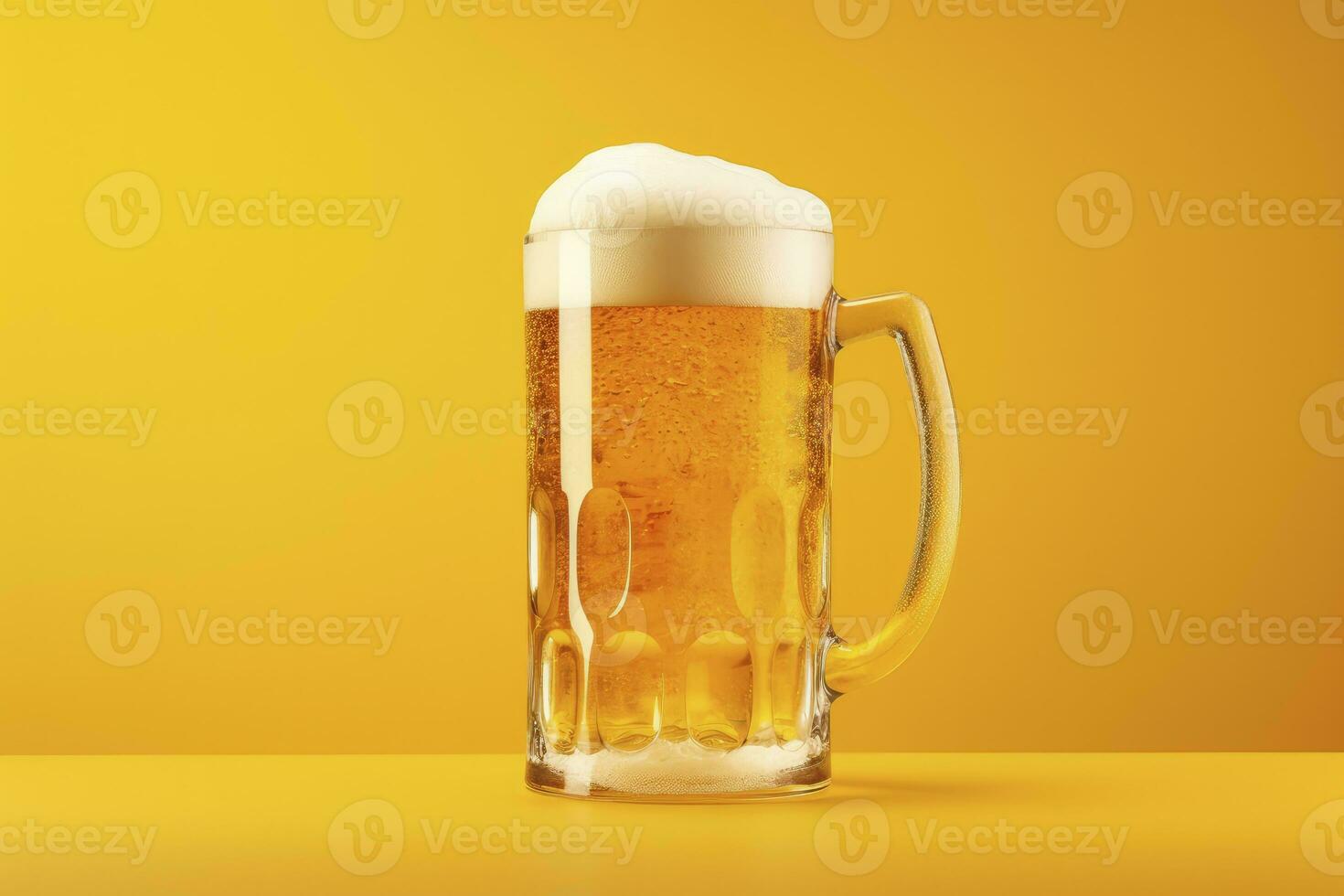 ai generado cerveza vaso con lleno cerveza aislado con un amarillo antecedentes. ai generado foto