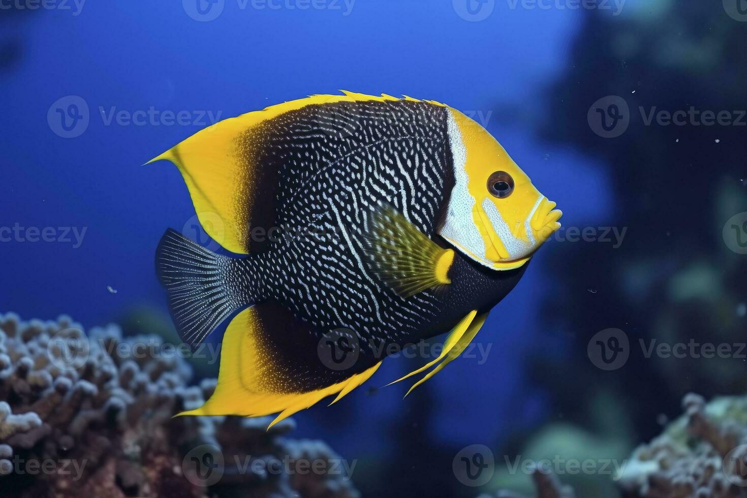 AI generated Beautiful angelfish in the ocean. AI Generated photo