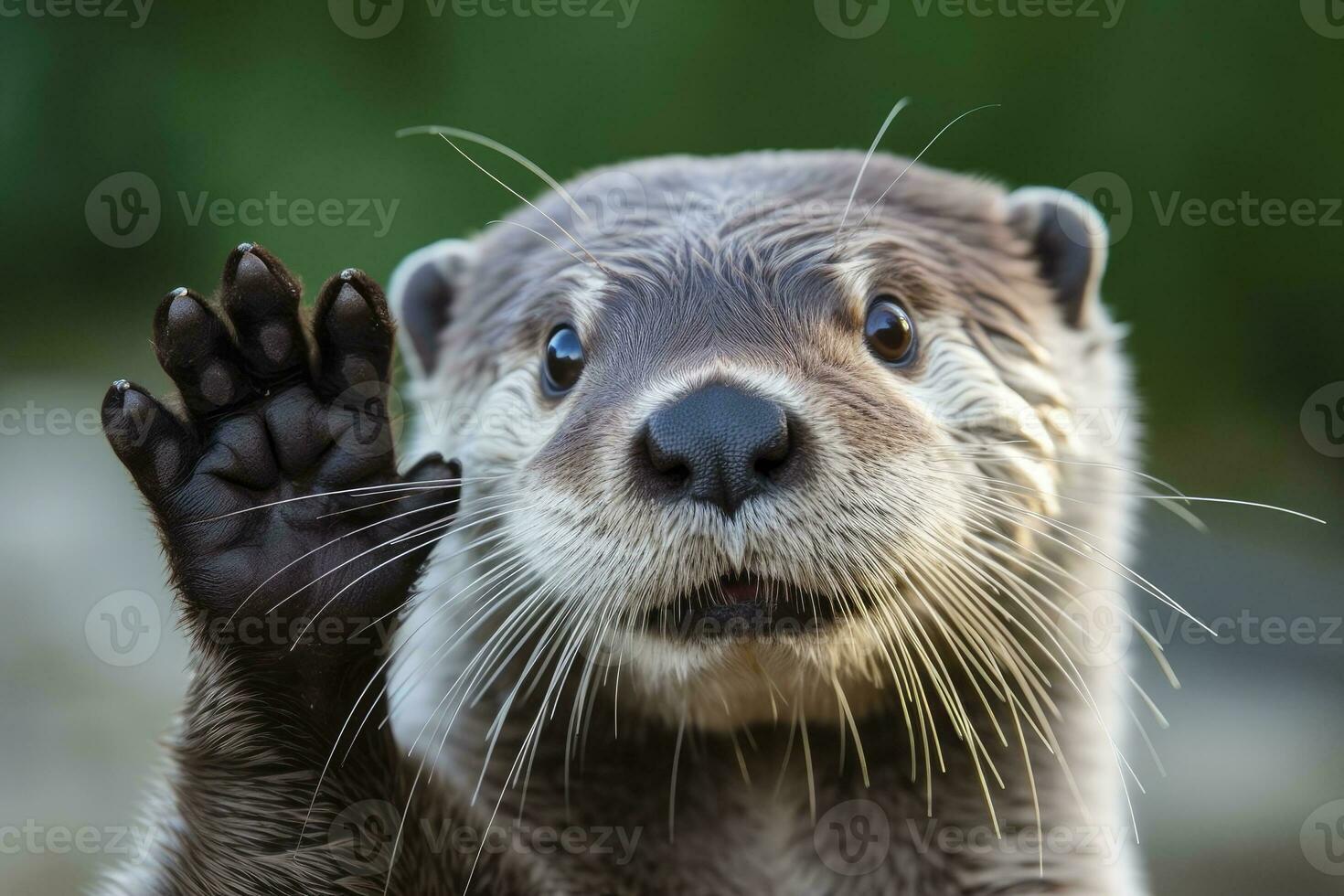 AI generated Otter in the water. AI Generated photo