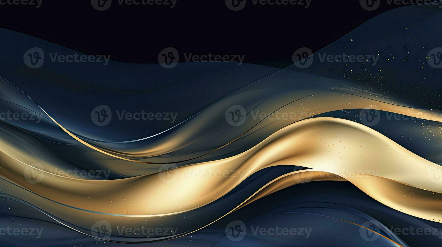 AI generated Gold and navy blue waves abstract. AI Generated. photo