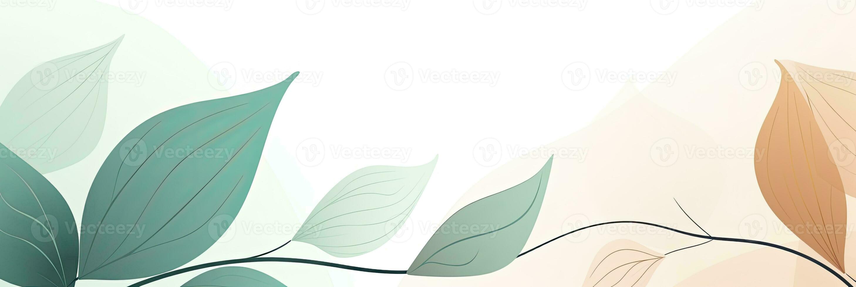 AI generated Minimalist abstract background with outline leaves. AI Generated photo