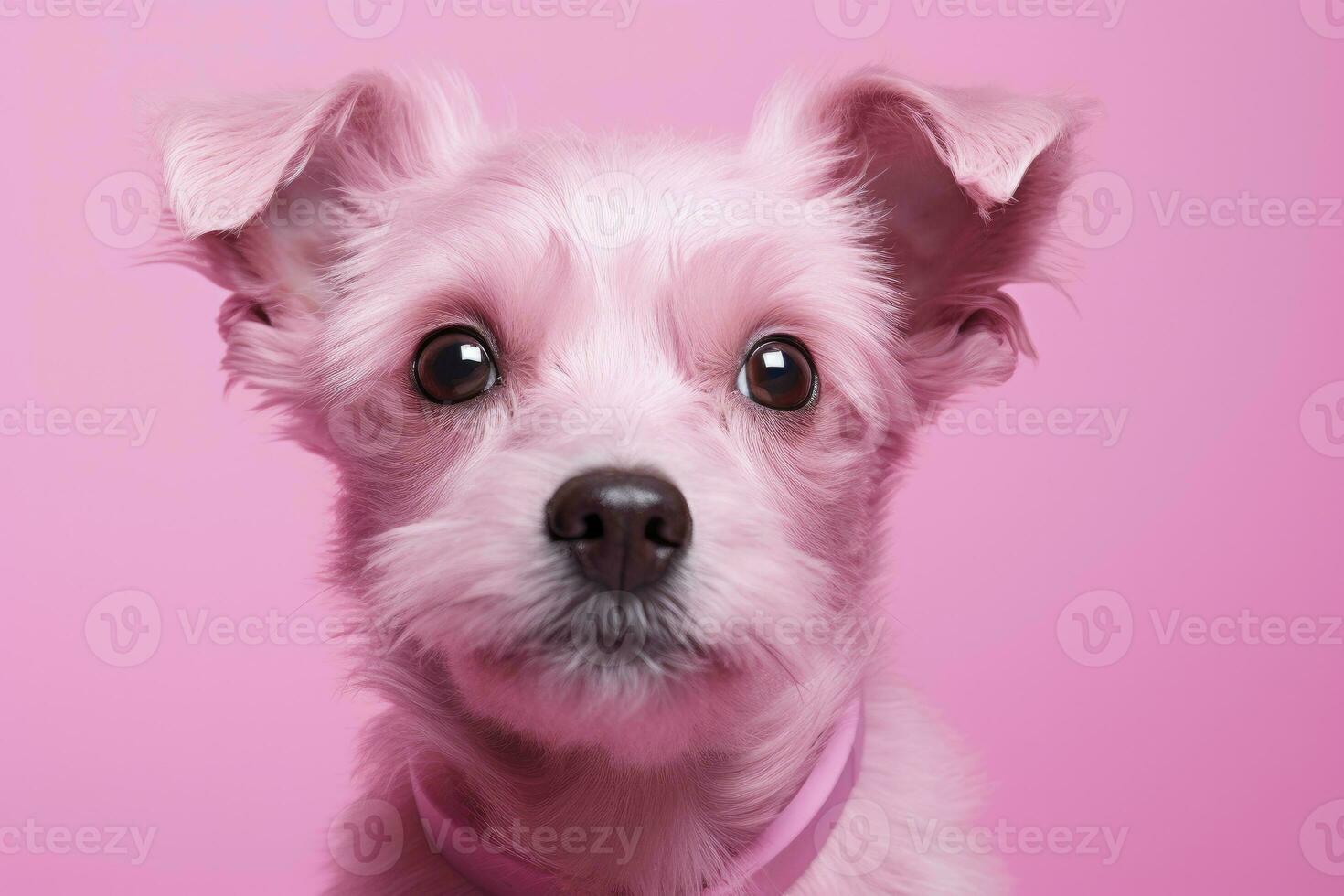 AI generated Pink colored dog on Pink Background. AI Generated photo