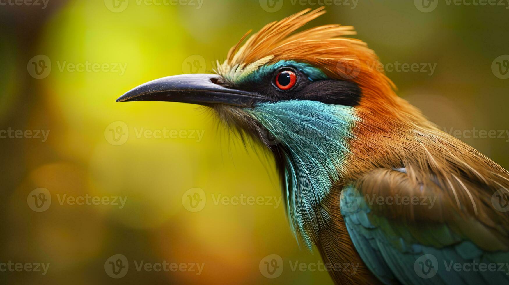 AI generated Turquoise Browed Motmot in vibrant colors. Generative AI photo