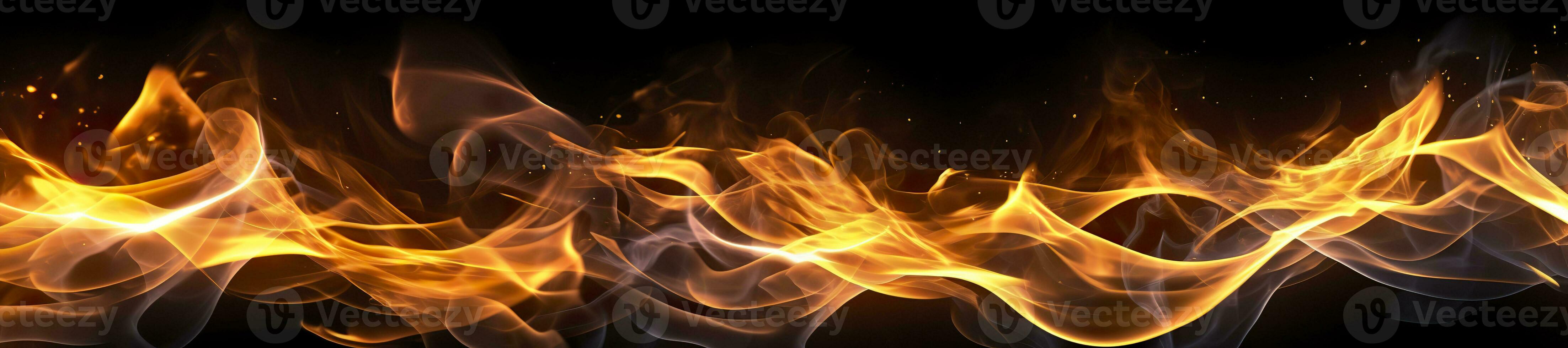 AI generated Fire flames on black background. AI Generative photo