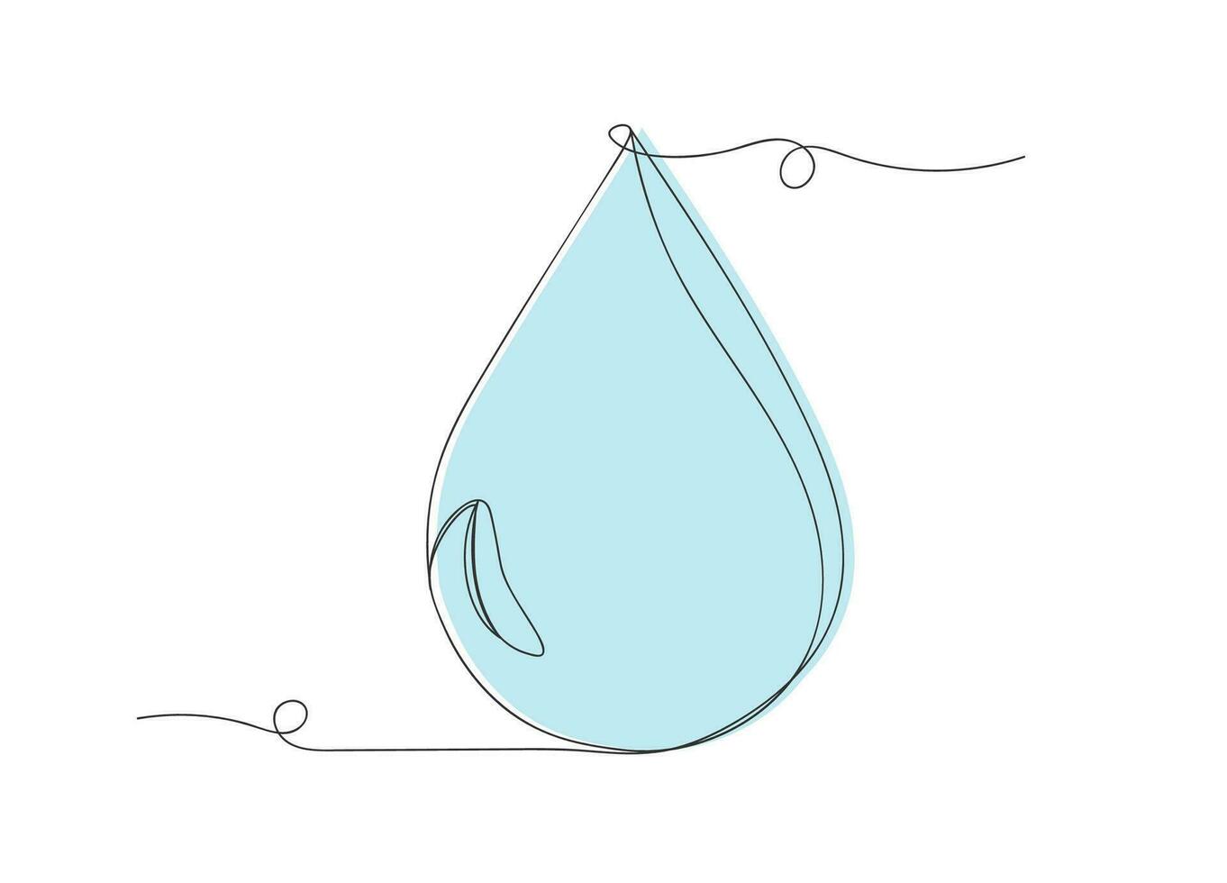 Continuous one line art liquid water droplet isolated vector illustration.