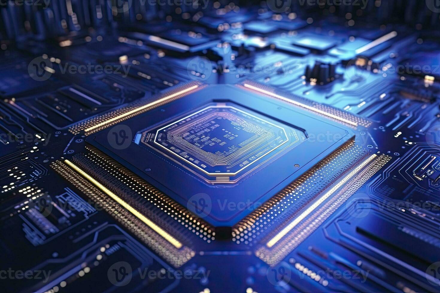 AI generated Futuristic central processor unit. Powerful Quantum CPU motherboard. AI Generated photo