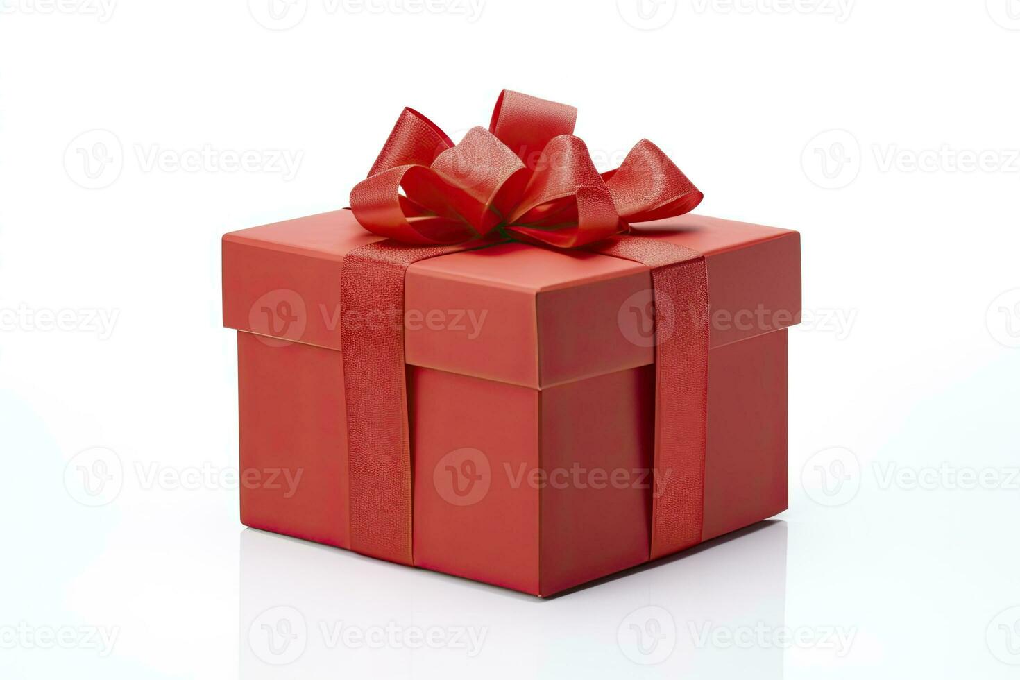 AI generated Gift box with red ribbon isolated on white background. AI Generated photo