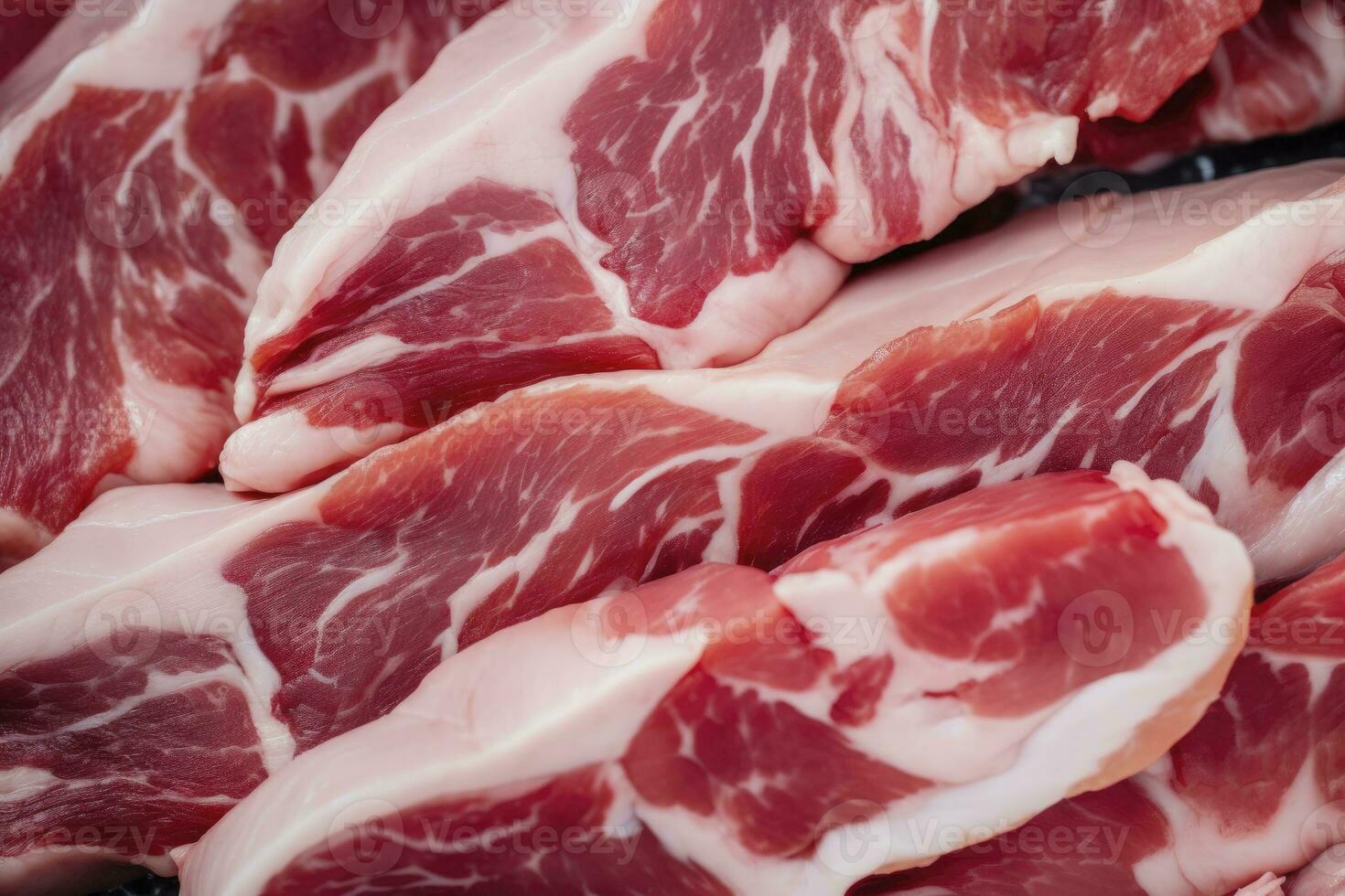 AI generated Macro shot of pork meat. Meat textured background. Beef steak is raw and juicy. AI Generated photo