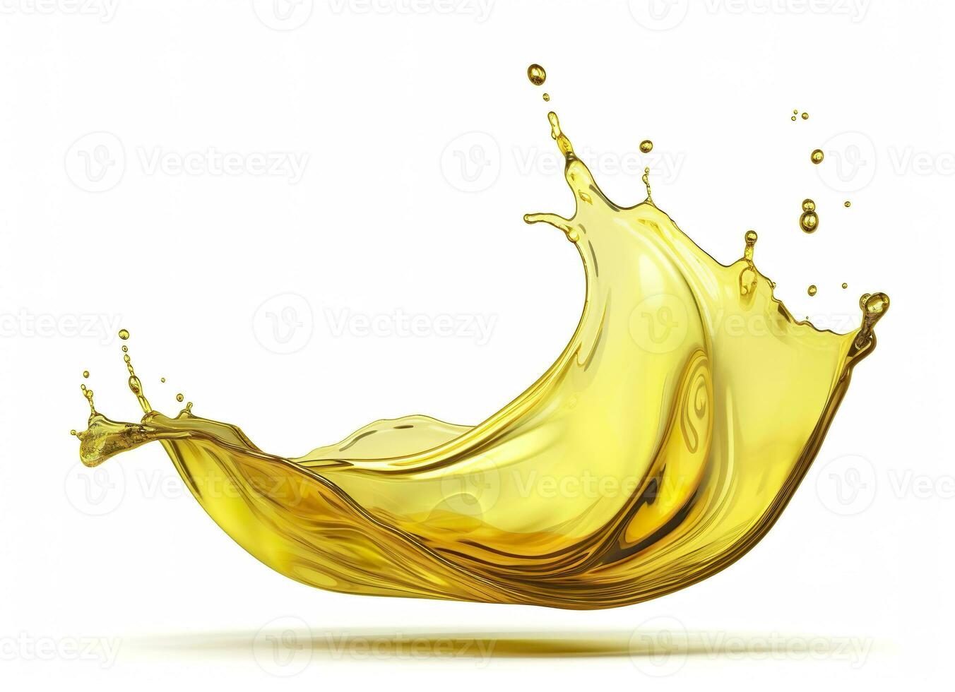 AI generated Olive or engine oil splash, cosmetic serum liquid isolated on white background. Generative AI photo