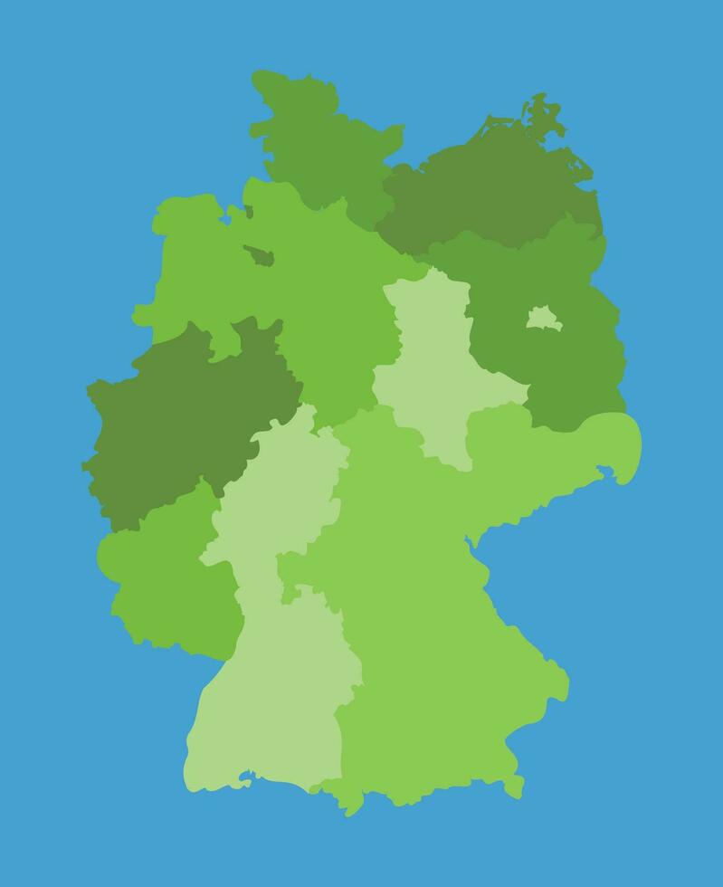 Germany vector map in greenscale with regions