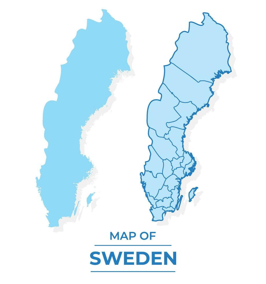 vector Suecia mapa conjunto sencillo plano y contorno estilo ilustración