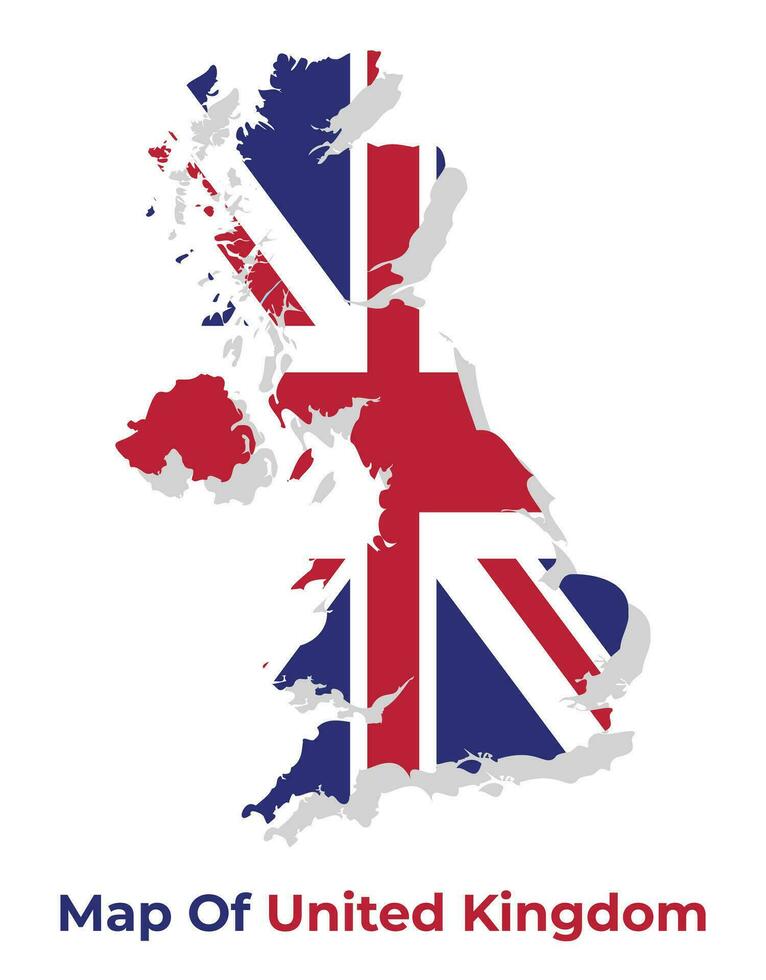 Vector map of Britain with national flag