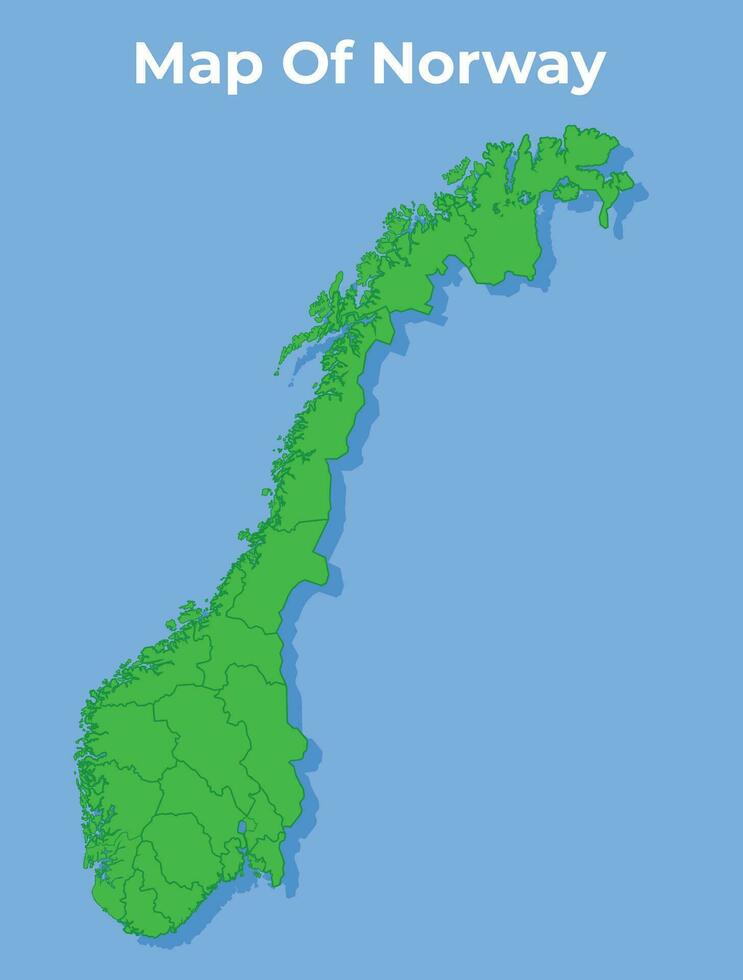 Detailed map of Norway country in green vector illustration