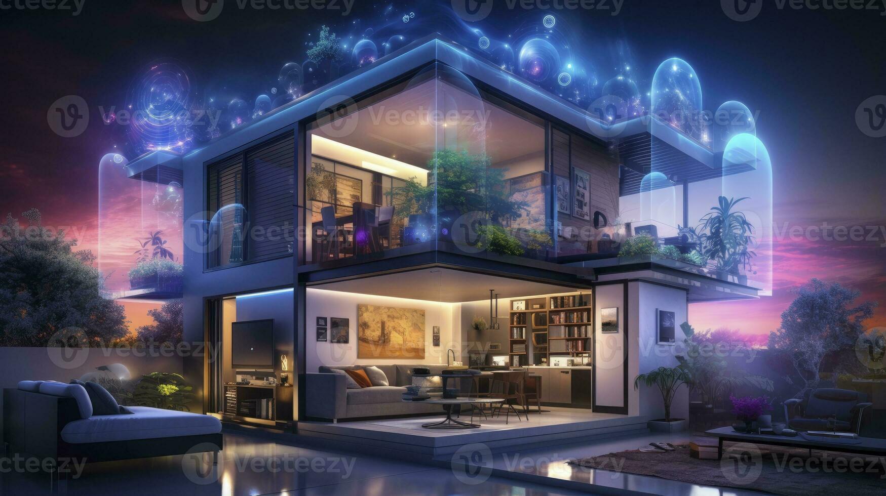 AI generated A Glimpse into the Connected Smart Home of Tomorrow. AI Generated photo