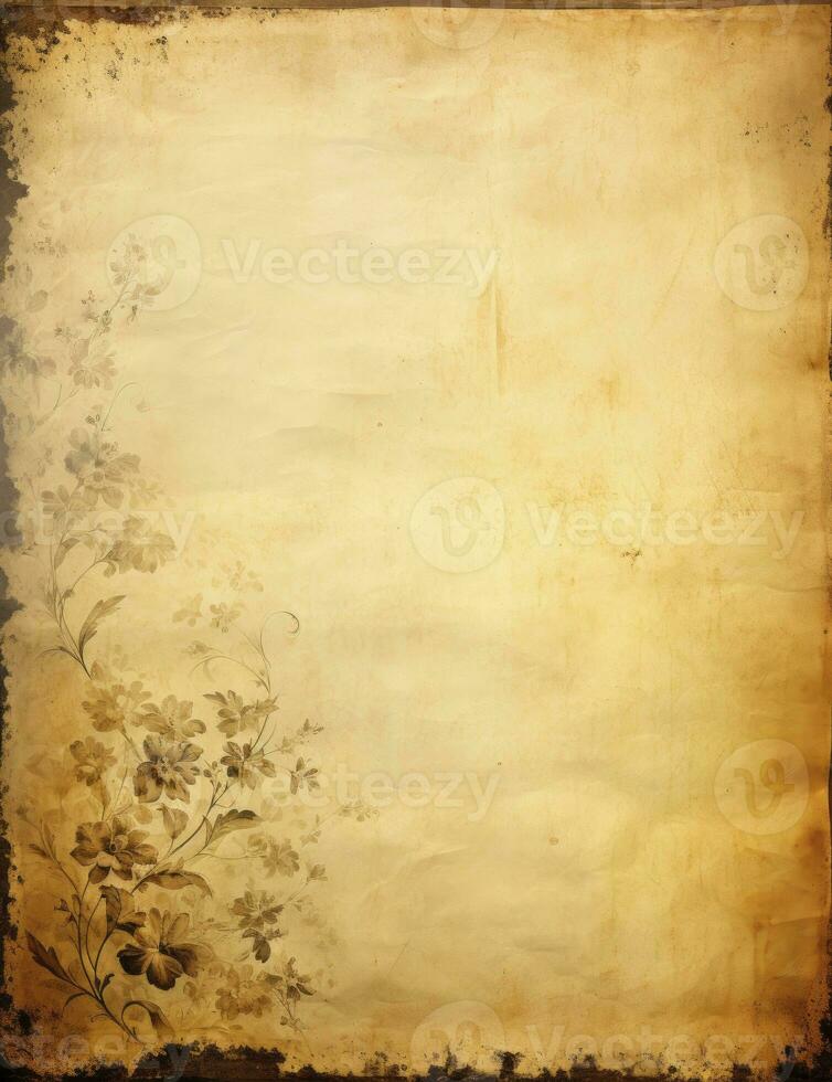 AI generated Sheet of vintage yellowed paper. AI Generated photo