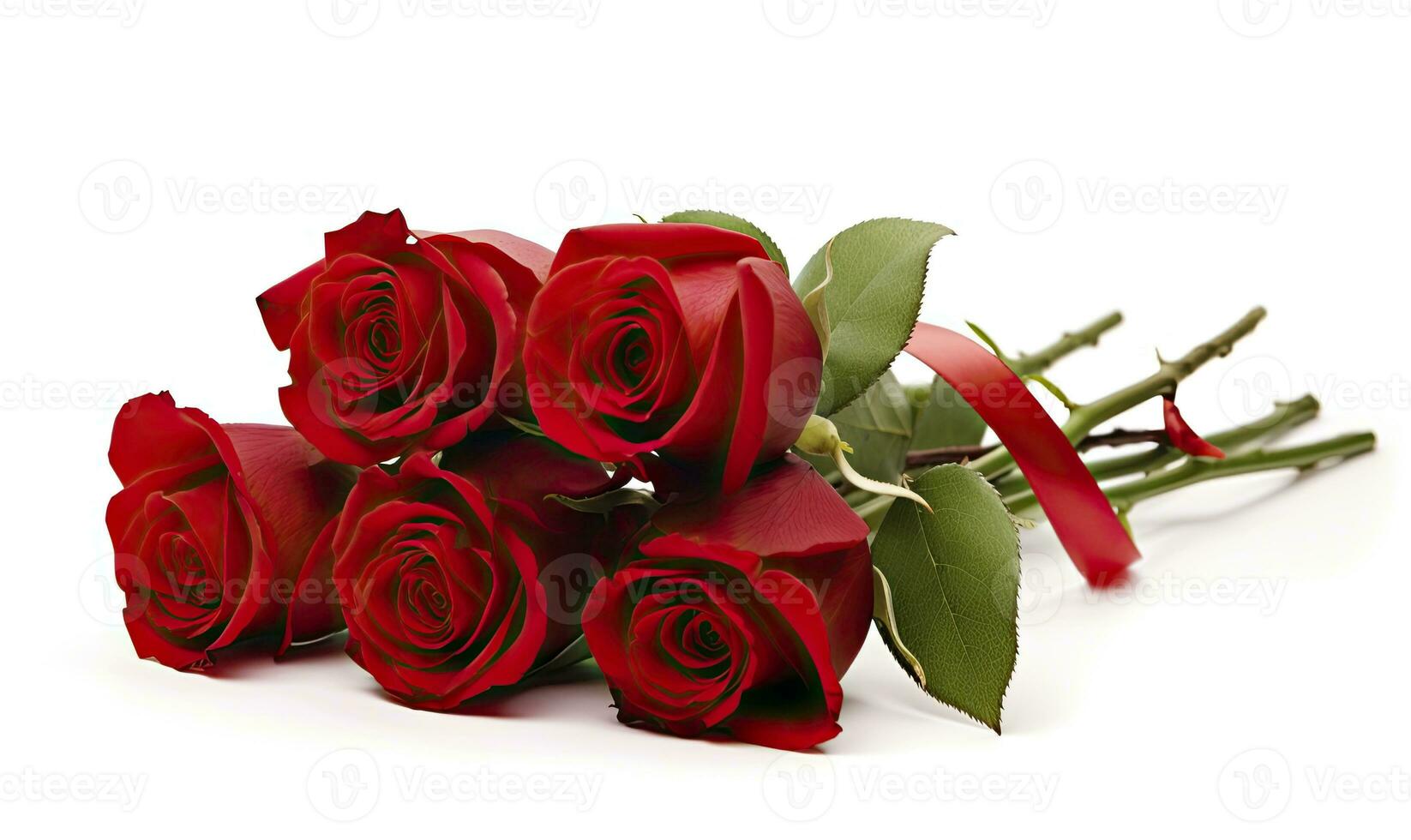AI generated Red rose bouquet isolated on white background. AI Generated photo