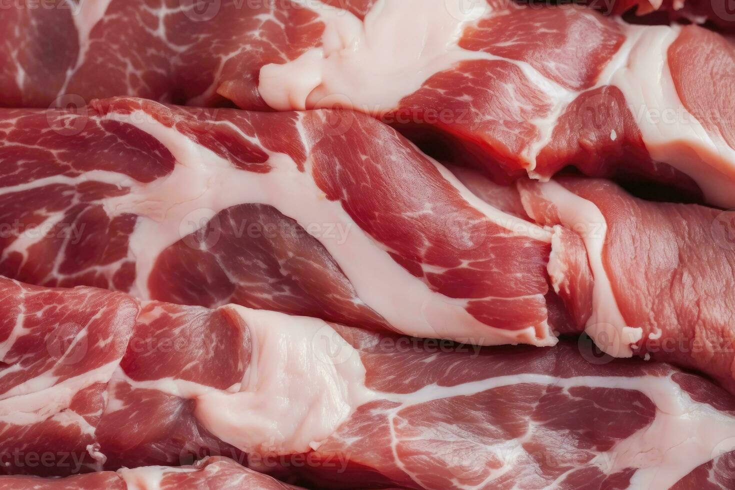 AI generated Macro shot of pork meat. Meat textured background. Beef steak is raw and juicy. AI Generated photo