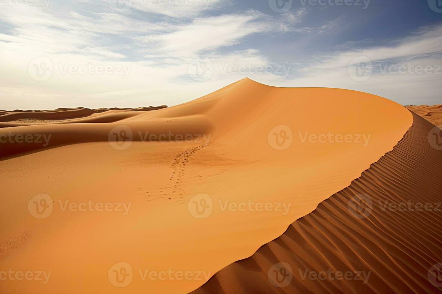 AI generated Rolling orange sand dunes and sand ripples.AI Generated. photo