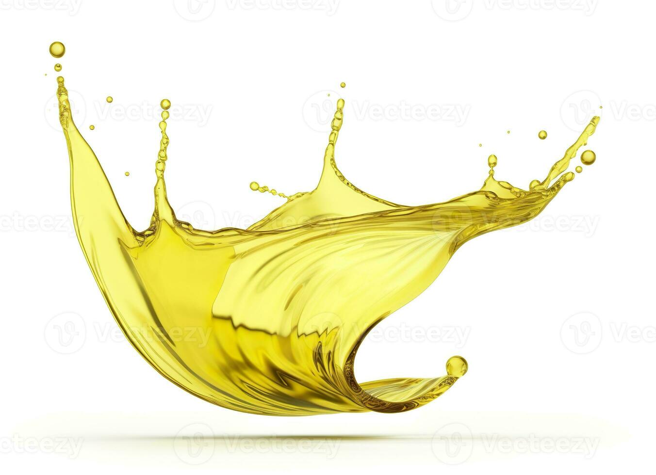 AI generated Olive or engine oil splash, cosmetic serum liquid isolated on white background. Generative AI photo