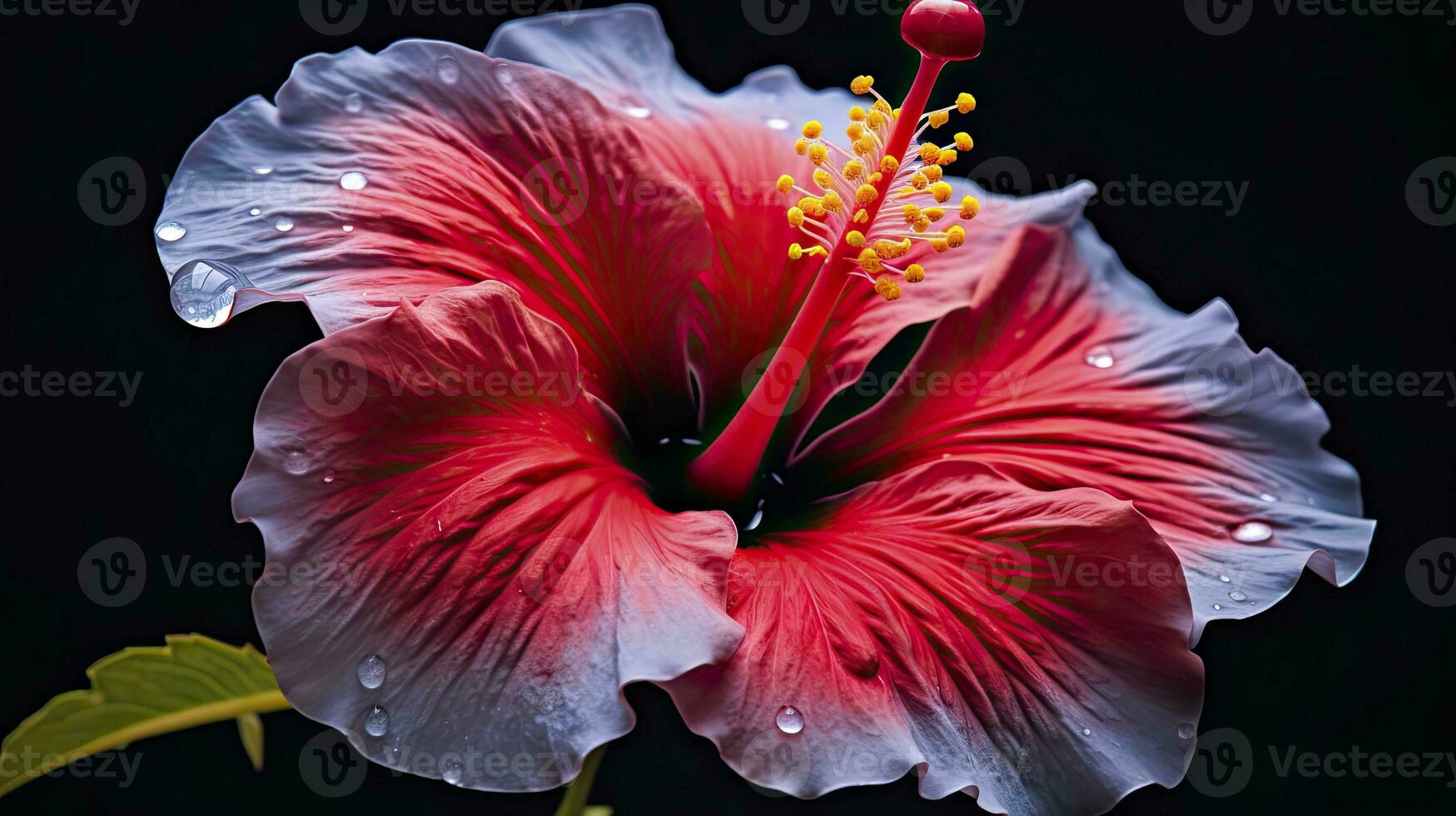 ai generado un hibisco flor con un negro fondo.ai generado. foto