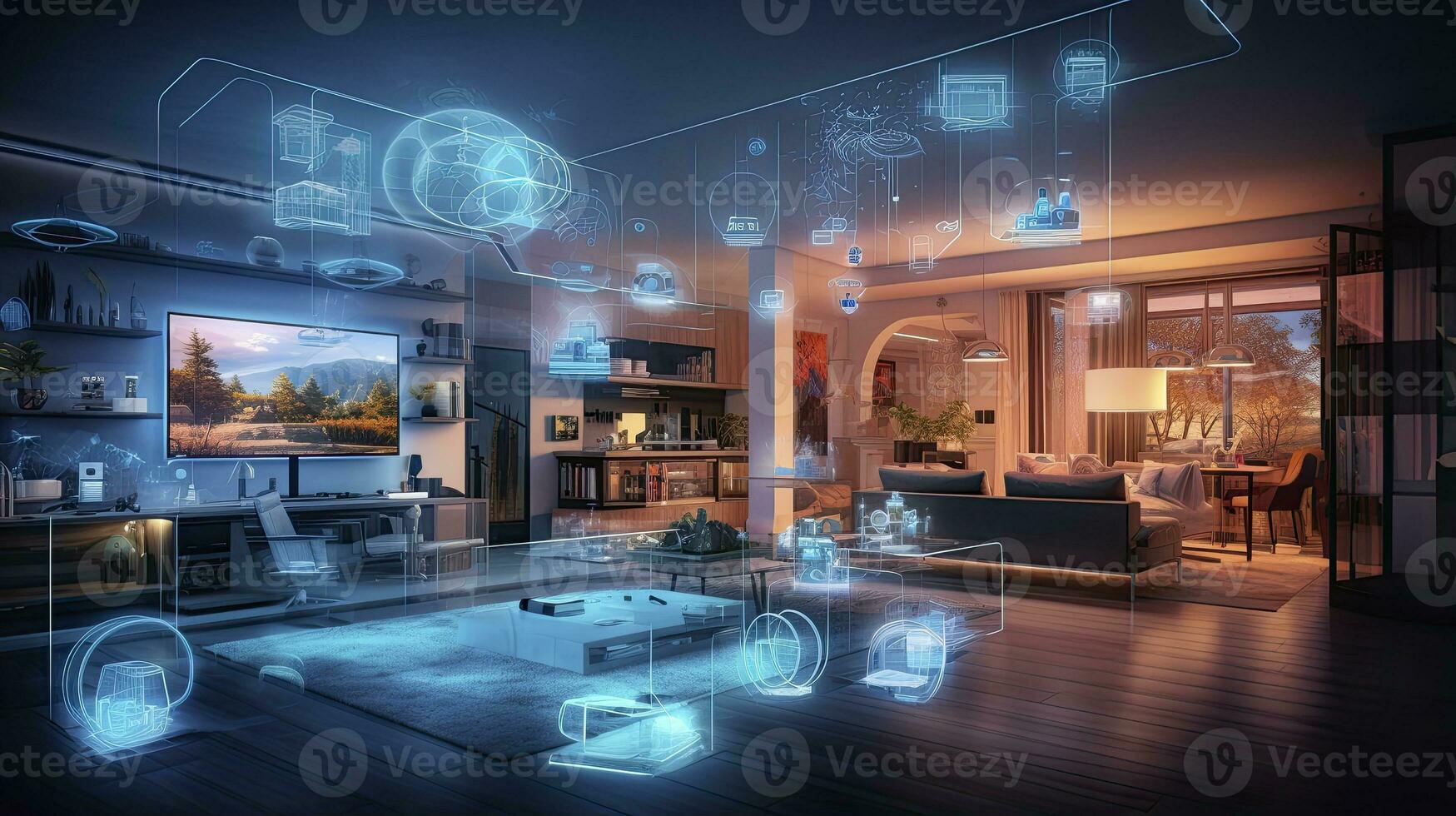 AI generated A Glimpse into the Connected Smart Home of Tomorrow. AI Generated photo