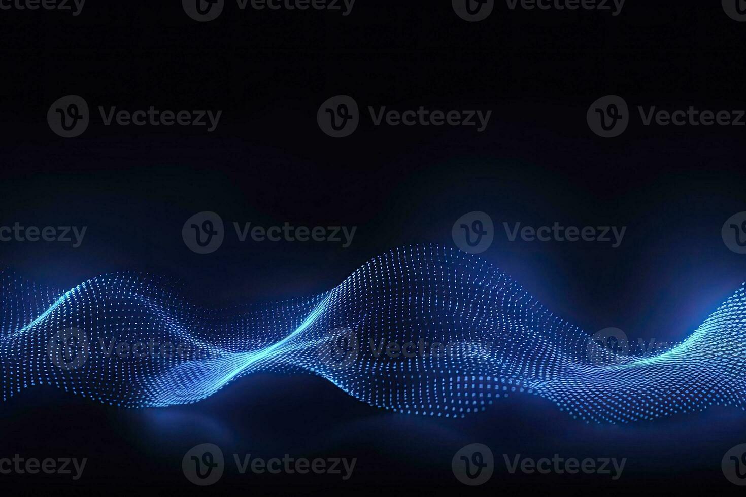 AI generated Dynamic blue particle wave. Abstract sound visualization. Digital structure of the wave flow of luminous particles. AI Generated. photo
