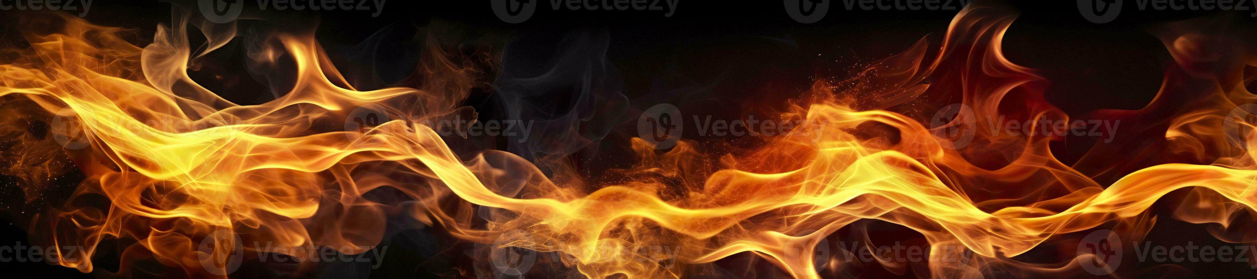 AI generated Fire flames on black background. AI Generative photo