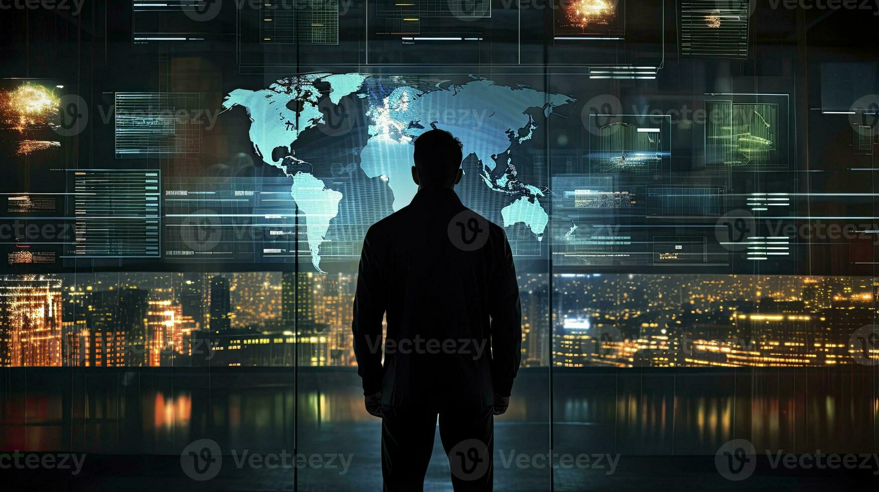 AI generated Guardian of the Digital World. Confronting Cyber Threats. AI Generated photo