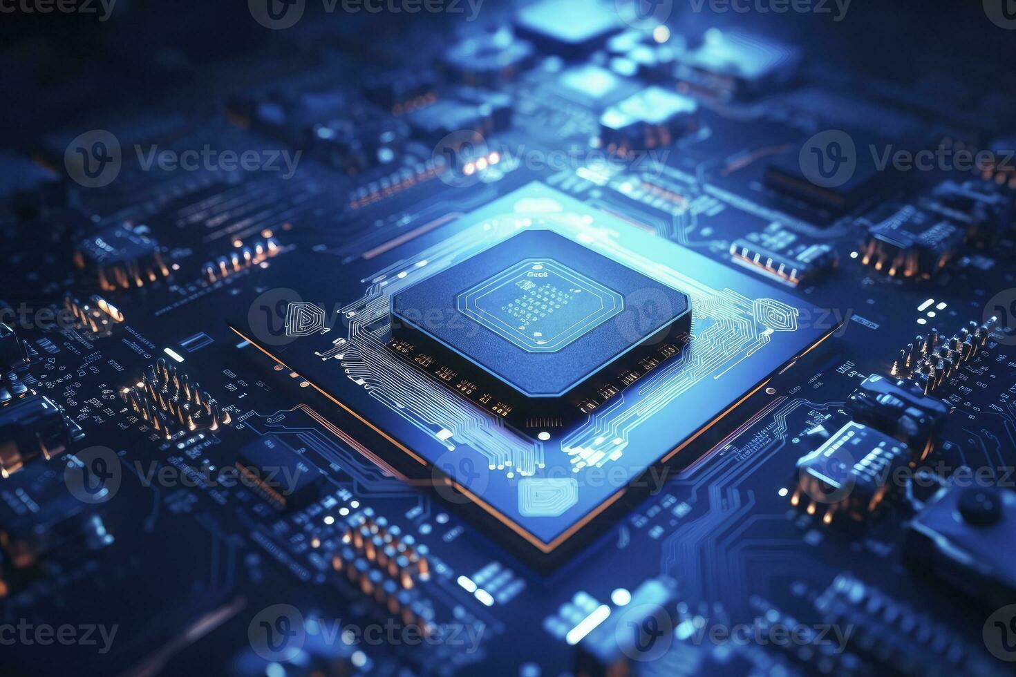 AI generated Futuristic central processor unit. Powerful Quantum CPU motherboard. AI Generated photo