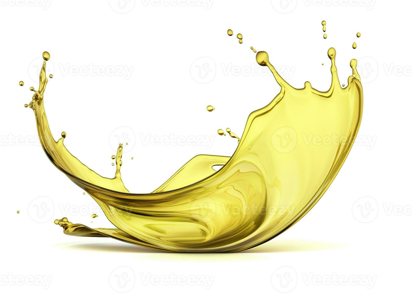 AI generated Olive or engine oil splash, cosmetic serum liquid isolated on white background. Generative AI photo