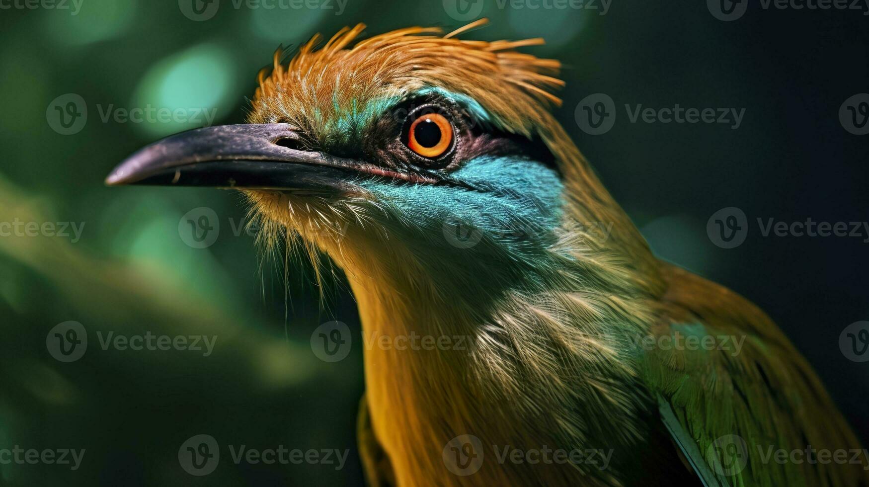 AI generated Turquoise Browed Motmot in vibrant colors. Generative AI photo