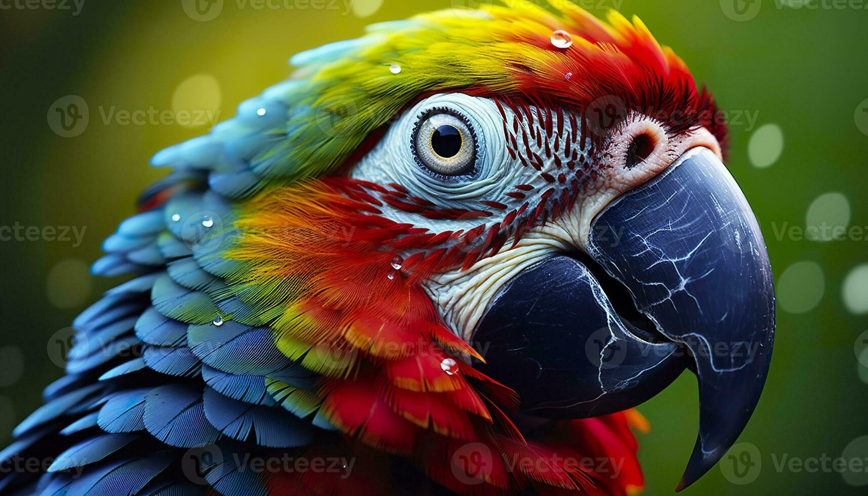 AI generated Tropical macaw perched, vibrant feathers in focus. Generative AI photo