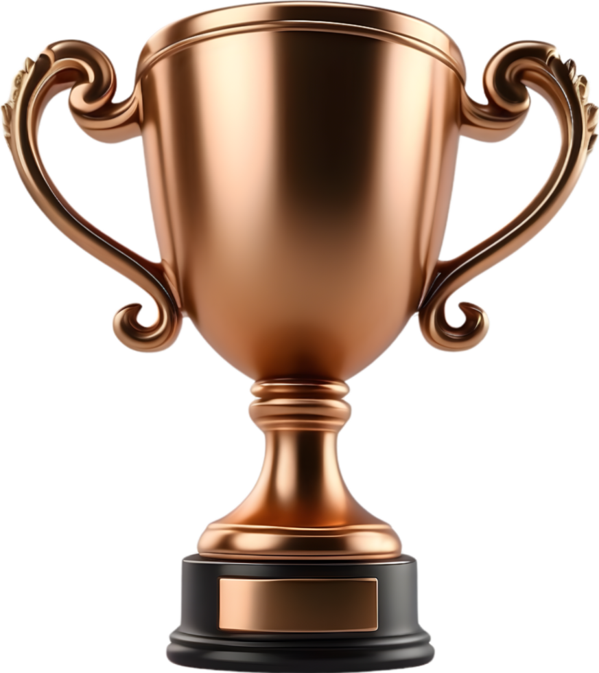 AI generated a bronze trophy cup on a transparent background png