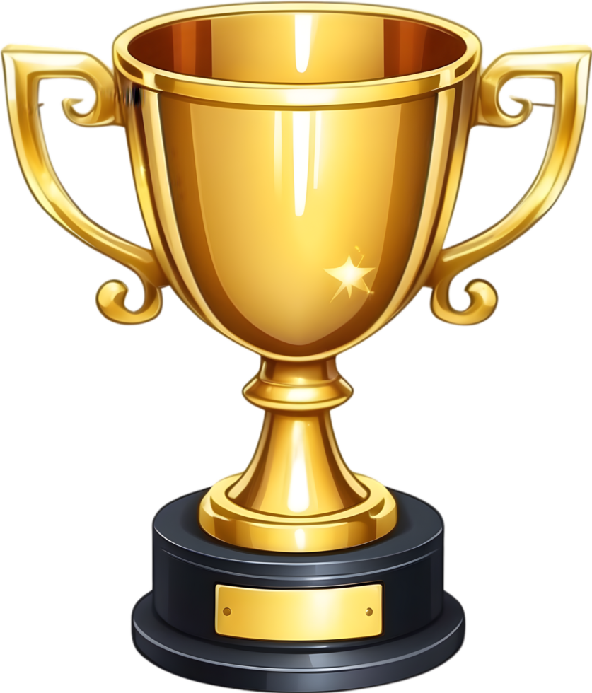 AI generated golden trophy cup on transparent background png