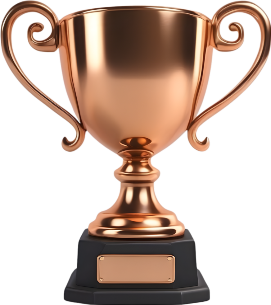 AI generated a bronze trophy cup on a transparent background png