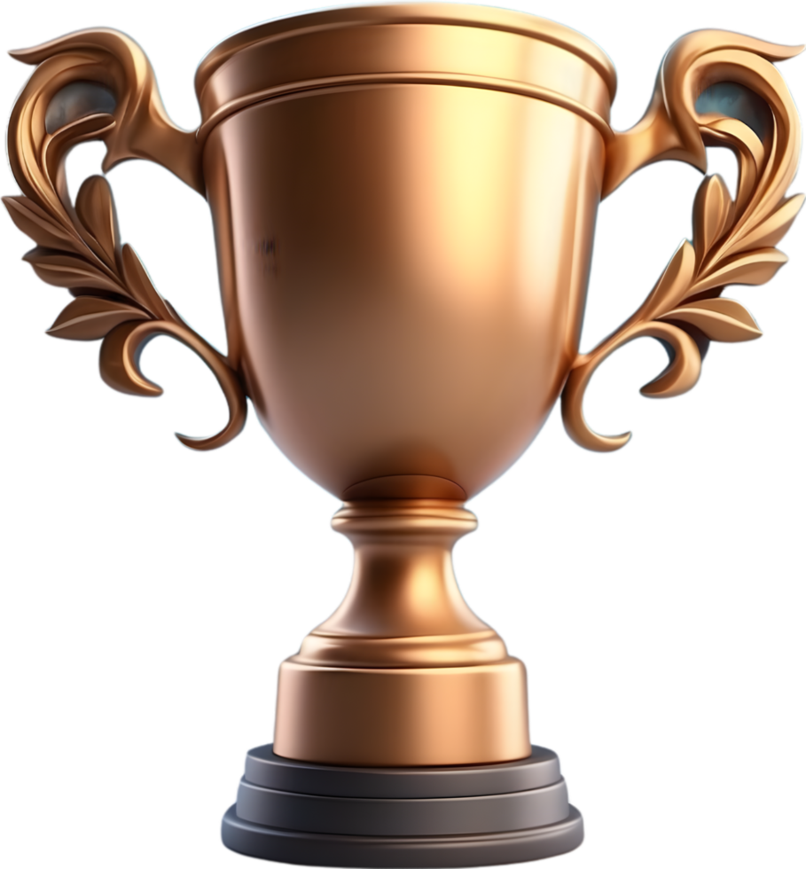 AI generated a bronze trophy cup on a transparent background png